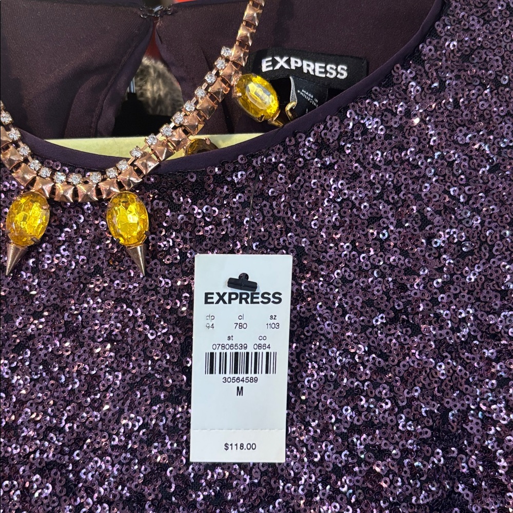 Express Deep Purple Sequin Dress - Picture 5 of 5